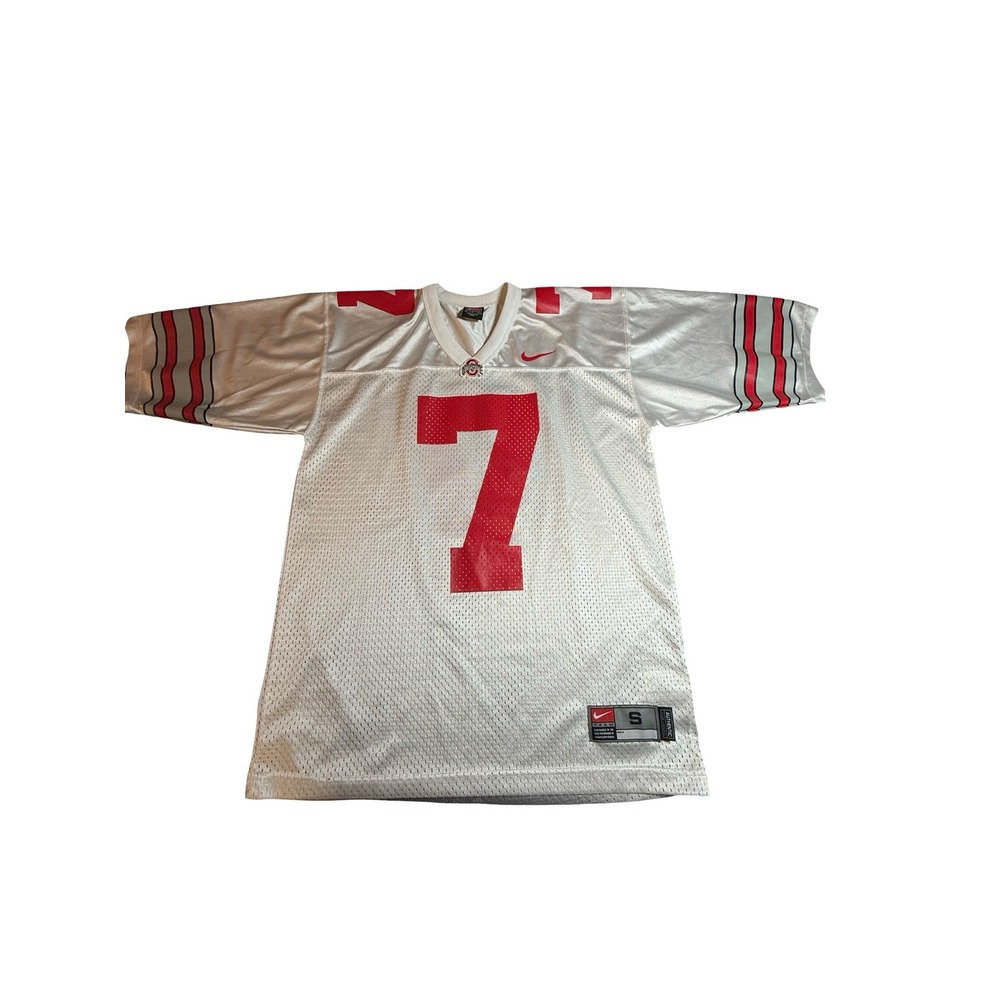 Nike Vintage Ohio State Buckeyes Football Jersey White Red Number 7 Men's Size S